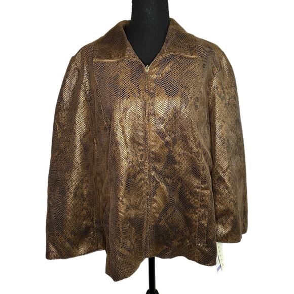 Alfred Dunner Brown Snake Skin Print Jacket, Size 18, NWT - Picture 2 of 6
